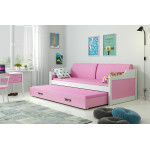 Detská posteľ s prístelkou DÁVID 190 x 80 cm biela ružová
